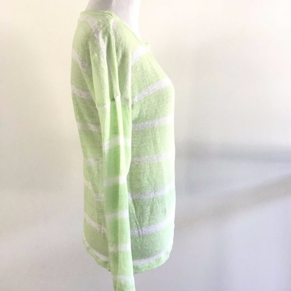 Lauren Ralph | Womens Size XS Crewneck Pullover Sweater Striped 100% Linen Green - Picture 5 of 10